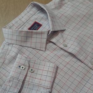 UNTUCKit Shirt Men's sz XXL Red/Blue Square Wrinkle Free Long Sleeve Button Down